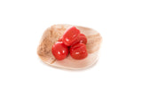 4 inch square palm leaf plate with tomatoes