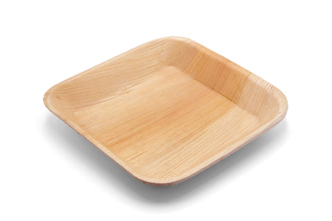 7 inch square palm leaf plate at angle