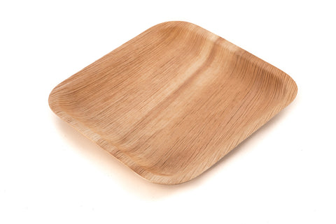 8 inch square palm leaf plate at angle