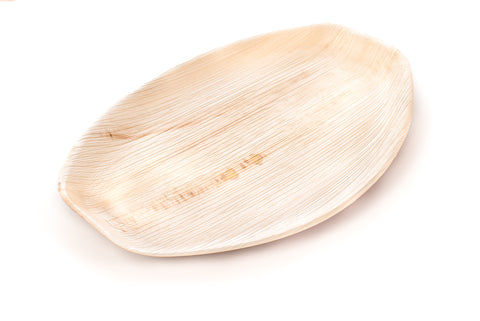 15 inch oval palm leaf platter at angle